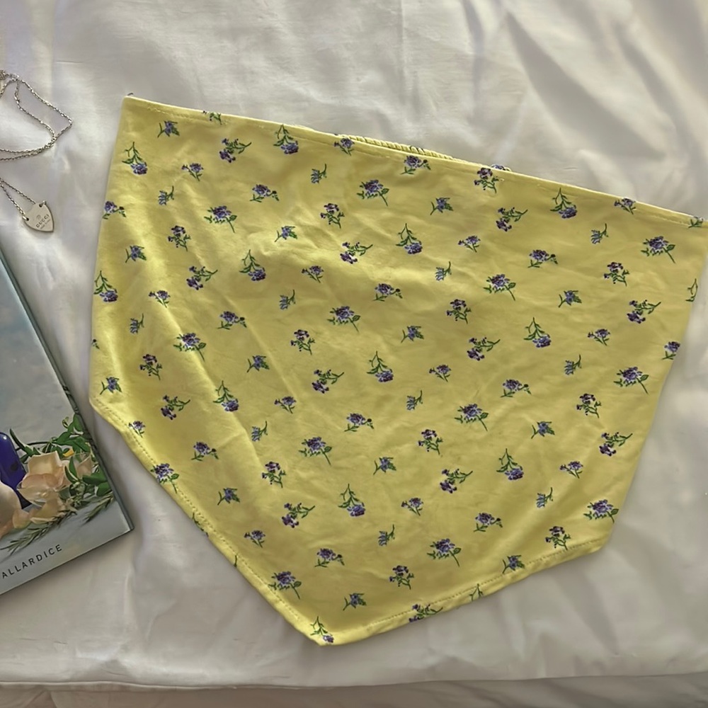 Yellow, Floral Crop Top